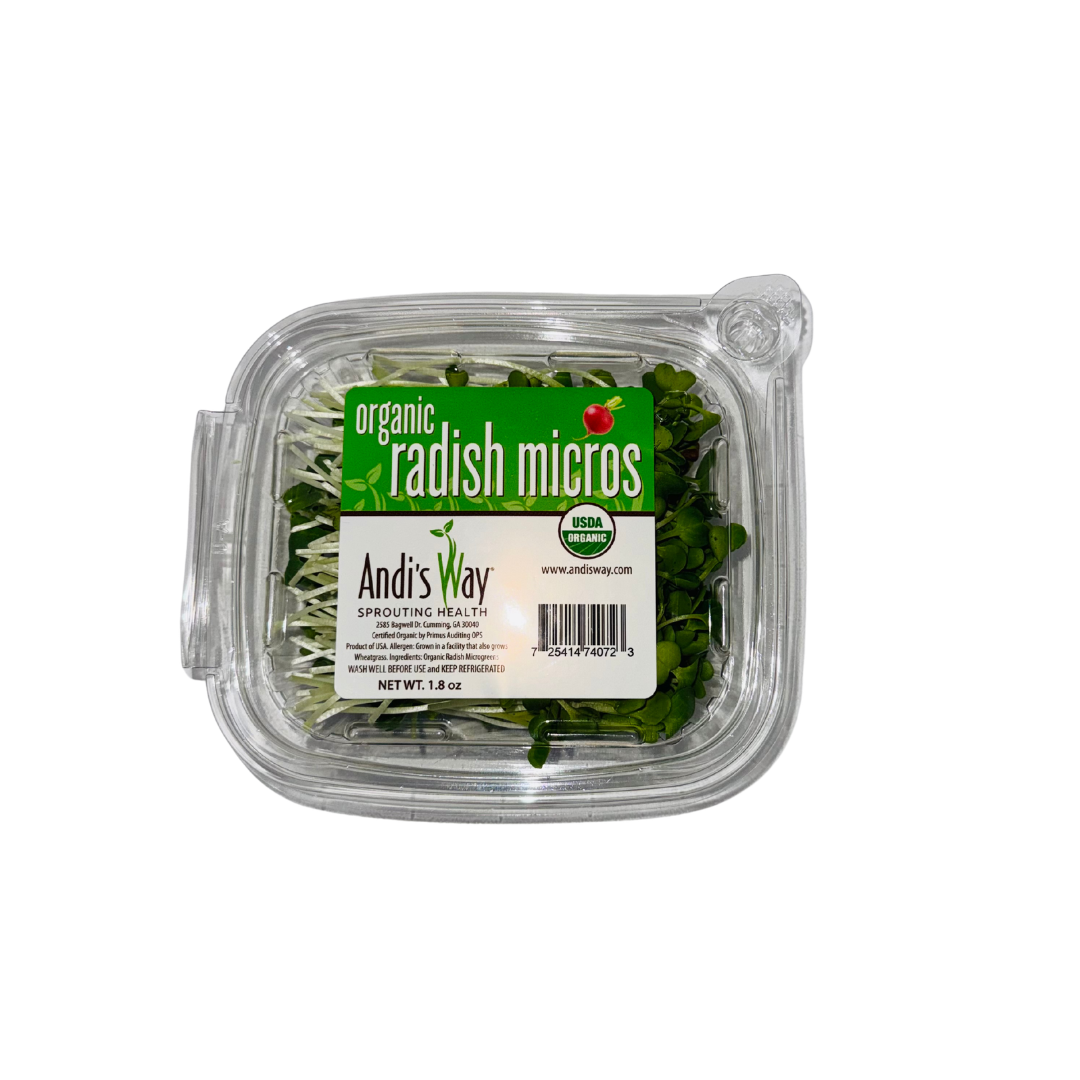 Radish Microgreens Andi's Way in clamshell
