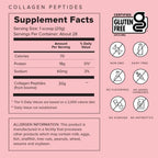Grass-fed collagen peptides allergen information and supplement facts label