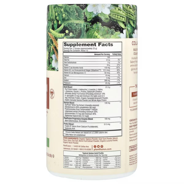 Supplement container with nutritional information on a white background