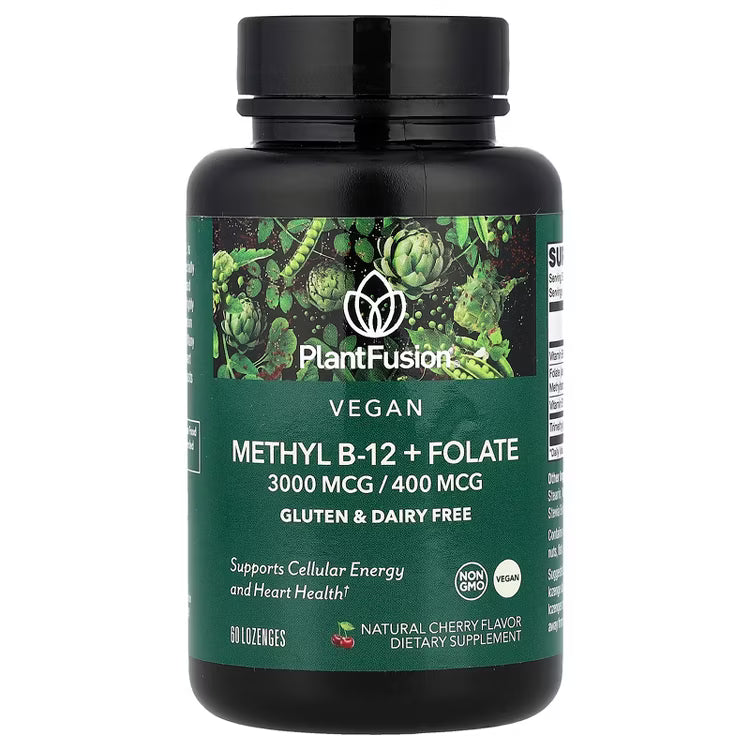 Supplement bottle labeled 'PlantFusion' with green label and black cap on white background