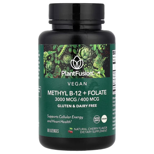 Supplement bottle labeled 'PlantFusion' with green label and black cap on white background