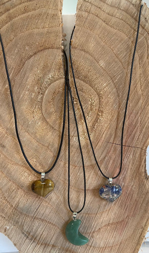 
                  
                    Load image into Gallery viewer, Crystal Heart or Moon Necklace - Andi&#39;s Way
                  
                
